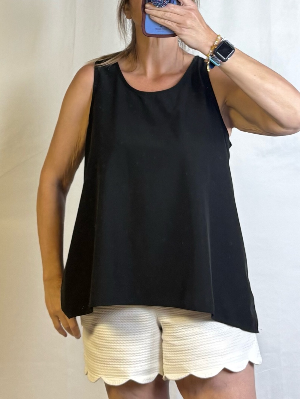chic Black Sleeveless A-Line Tank Top